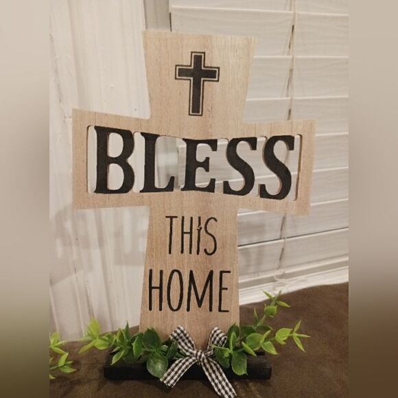 Bless this Home & Trust in the Lord with all your Heart Cross Signs Home Decor - Picture 3 of 4